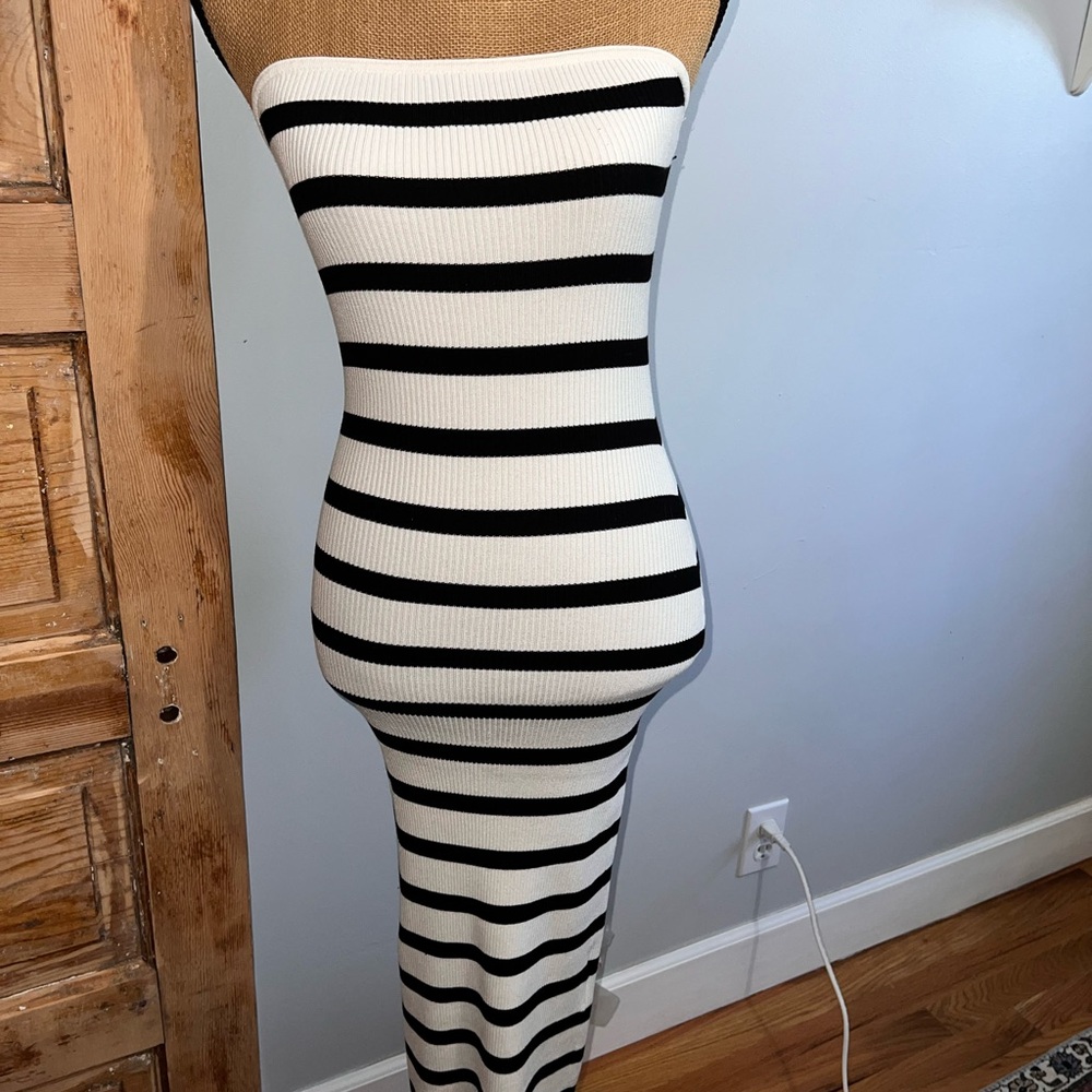 H&M Monochrome Strapless Dress